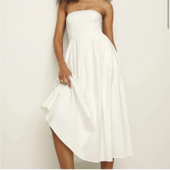Reformation Astoria White Strapless Midi Dress Dress - Picture 2 of 7